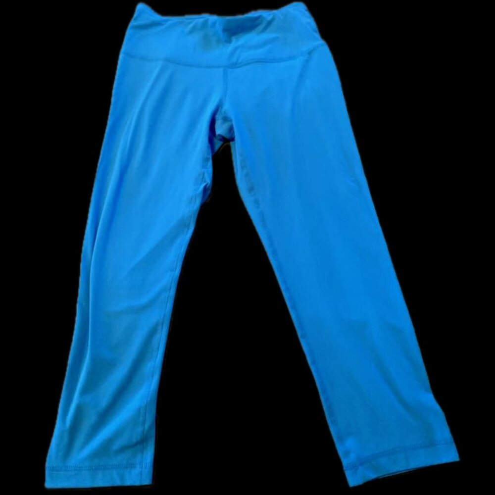 Yogalicious Nude Tech high-waisted capris in a bright blue color
